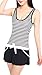 MiYang Women's 1 Piece Stripes Skirted Slim Swimsuit Bathing Swimwear, Black, M