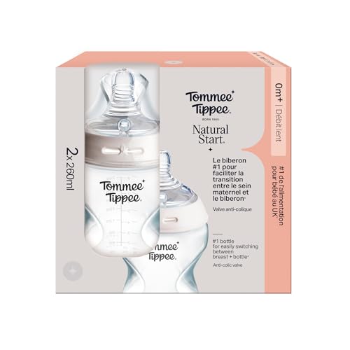 biberon anti-colica Natural Start 260ml, 2 pezzo con tettarella a flusso lento simile al seno materno, valvola anti-colica, autosterilizzante