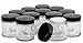 Vivaplex, 12, Clear, 4 oz, Round Glass Jars, with Inner Liners and black Lids