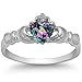 Irish Claddagh Rainbow Colored Cz Heart Ring Sizes 3-13