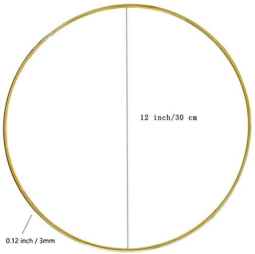 Large Metal Floral Hoop Wreath Macrame 12 Inch Gold Rings for Making Christmas Wedding Decor Dream Catcher Wall Hanging Embroidery Craft, Pack of 2