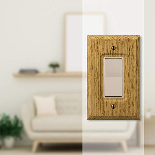 image for AmerTac Amerelle Traditional Single Rocker Wood Wallplate in Light Oak