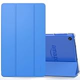 MoKo Case for All-New Amazon Fire HD 8 Tablet (7th/8th Generation, 2017/2018 Release) -Lightweight Slim Shell Stand Cover with Translucent Frosted Back for Fire HD 8, Blue (with Auto Wake/Sleep)