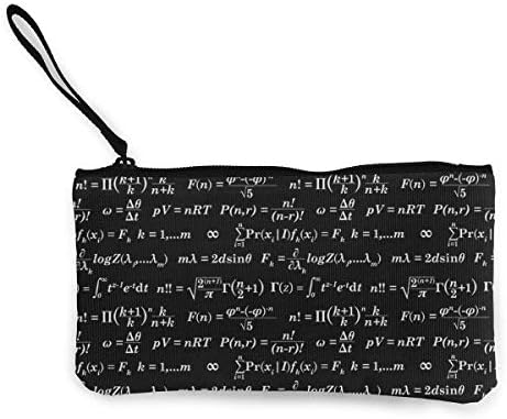 Coin Purse Mathematical Equation Cute Travel Makeup Pencil Pen Case With Handle Cash Canvas Zipper Pouch 4.7"X8.7"