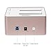 [Rose Gold] UNITEK Aluminum USB 3.0 to SATA Dual Bay USB 3.0 Hard Drive Docking Station with Offline Clone Function/ Hard Drive Duplicator, For 2.5 3.5 Inch HDD SSD SATA I/ II/ III up to 8TB & UASP