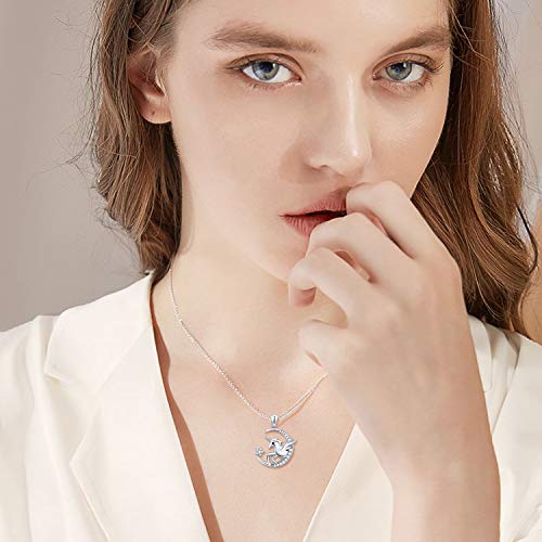 TRISHULA Lovely Unicorn Necklace Moon Pendant Necklace Jewelry Gift for Women