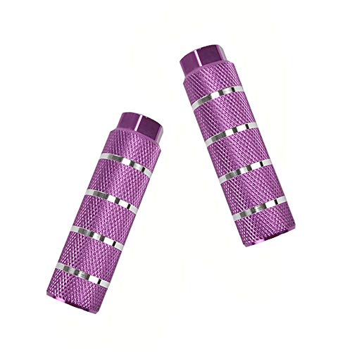 KOOBOOK 2Pcs Bike Pegs Bike Pedals Axle Foot Rest Pegs Fit 3/8 inch Axles for BMX Mountain Bike Bicycle Cycling Diameter 28mm Purple