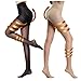 FANCAME Women's Sheer Compression Shaping Pantyhose 40D Push Up Shape Silk Stockings 2 Pair (Medium, Black & Nude)
