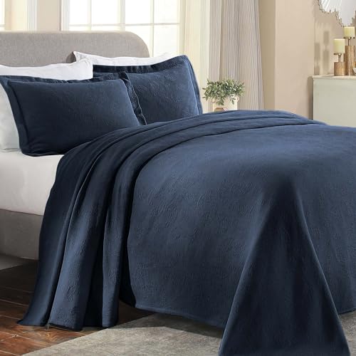 Superior Bedspread, Cotton, Navy Blue, Full
