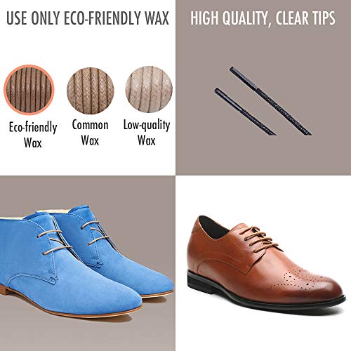 [2 Pairs] Pack Waxed Round Oxford Shoe Laces for Dress Shoes Chukka 3/32 inch Thin - Thumbnail 5