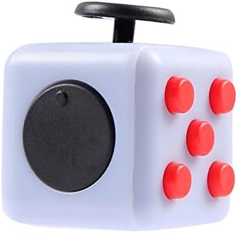 Fidget Cube Relieves Stress and Anxiety for Children and Adults 6 Sided Anxiety Attention Toy Red and White
