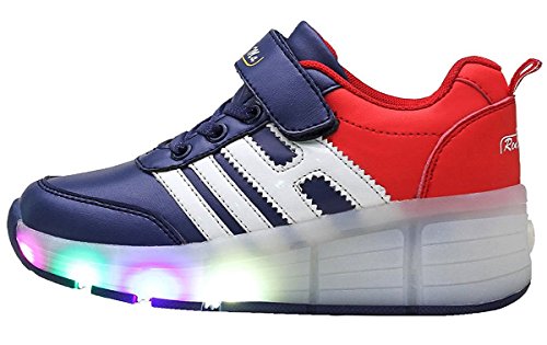 Kids Shoes Led Light Up Roller Skates Sneakers Flashing Dance Boot for Christmas Gift Halloween?Blue 1wheel 1 M US Little Kid?