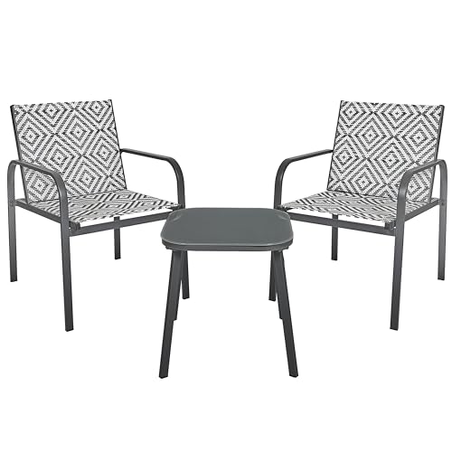 HOME DECO FACTORY - HDO0382 - Salon de Jardin Compact avec Motif Géométrique Élégant - Idéal pour Terrasse ou Balcon - Léger et Confortable - Dimensions 58 x 83 x 69 cm - Couleur Gris