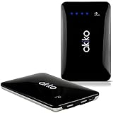 Akiko 9000mAh Ultra Slim Premium External Battery Pack Charger Powerbank with Dual USB Port (2.1A/ 1.5A Output) - Retail Packaging - Black