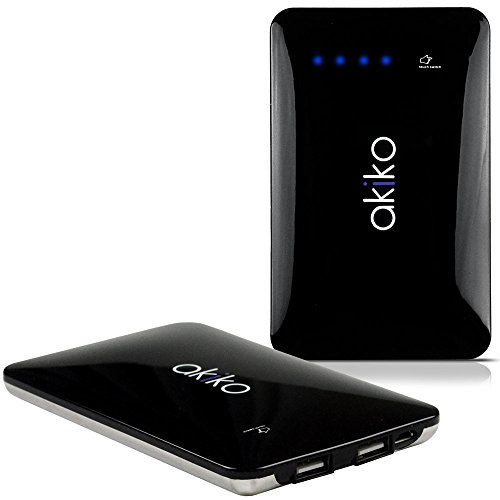 Akiko 9000mAh Ultra Slim Premium External Battery Pack Charger Powerbank with Dual USB Port (2.1A/ 1.5A Output) - Retail Packaging - Black