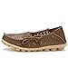 CIOR Women's Genuine Leather Loafers Casual Moccasin Driving Shoes Indoor Flat Slip-On Slippers,M912,Khaki,42
