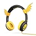 iClever [Safety Kids Headphones] 85db Volume Limiting BoostCare HS02 Silicone Wing Wired Bat-Inspired Children's Over The Ear Headsets, Tangle Free Cord for for iPad, Kids Tablet, Yellow