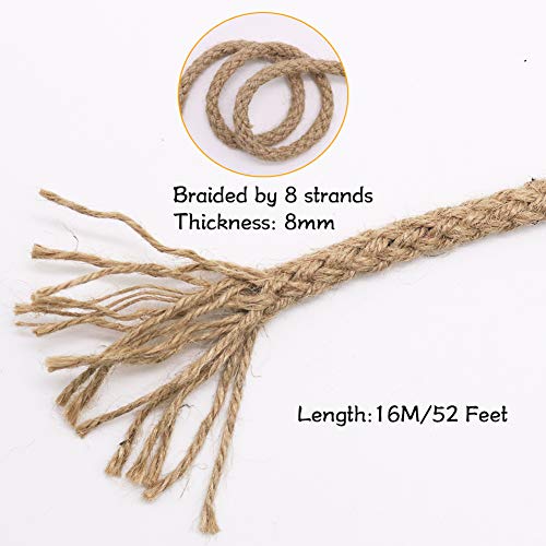 tenn well 8 mm dickes Juteseil, 15 m langes geflochtenes Gartenseil, starke Jute-Schnur für Heimdekoration, Basteln und DIY Kratzbaum (braun) – Bild 4