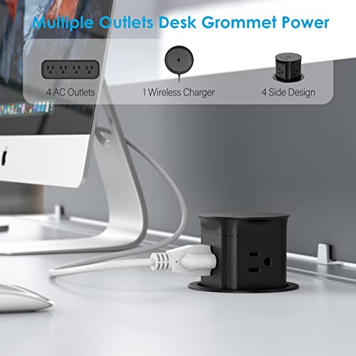 Jgstkcity Pop Up Outlet With 15W Wireless Charger,4 Outlets 15A, Splash