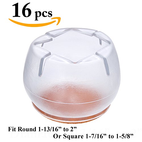 LimBridge Large Chair Leg Wood Floor Protectors, Table Feet Glides Furniture Carpet Saver, Silicone Caps Felt Pads #1, ROUND 1-13/16" to 2" (4.5-5.0cm) or SQUARE 1-7/16" to 1-5/8" (3.7-4.1cm) 16 Pack - Thumbnail 5