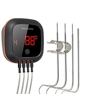 INKBIRD IBT-4XS BBQ Thermometer Bluetooth, Vleesthermometer met 4 Probes en USB Oplaadbare Batterij voor Grillen,Koken…