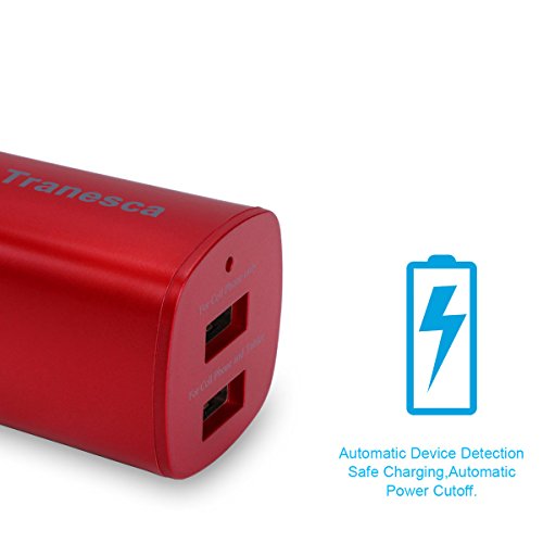 Tranesca Compatible 2.4 Amp Dual USB Port Wall Charger Cube with Foldable Plug for iPhone X/8/7/6S/6S Plus/6 Plus/6, Samsung Galaxy S7/S6/S5 Edge, LG, HTC, Moto, Kindle and More-Red