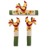 Rooster and Sunflower Appliance Handle Covers - Set of 3, Red