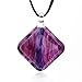 CHUVORA Hand Blown Glass Purple and Pink Square Pendant Necklace, 18 inches