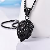 Syhonic Heavy New 316L Stainless Steel Jewelry Boy&Mens Lion Pendant Necklace Black Tone