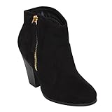 BESTON GD52 Women's Side Zip Chunky Heel Riding Ankle Booties Half Size Smaller