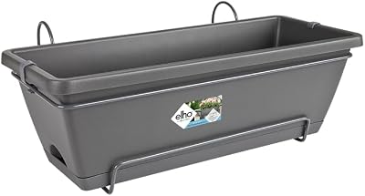 elho Barcelona Allin1 50 Balcony Planter with Saucer Hanging Rack Black