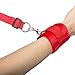 Bed Restraints with Blindfold Eye Mask and Feather Tickler, Adjustable Under Bed Restraint System with Ankle and Wrist Cuffs, Fits almost Any Size Mattress (Red)