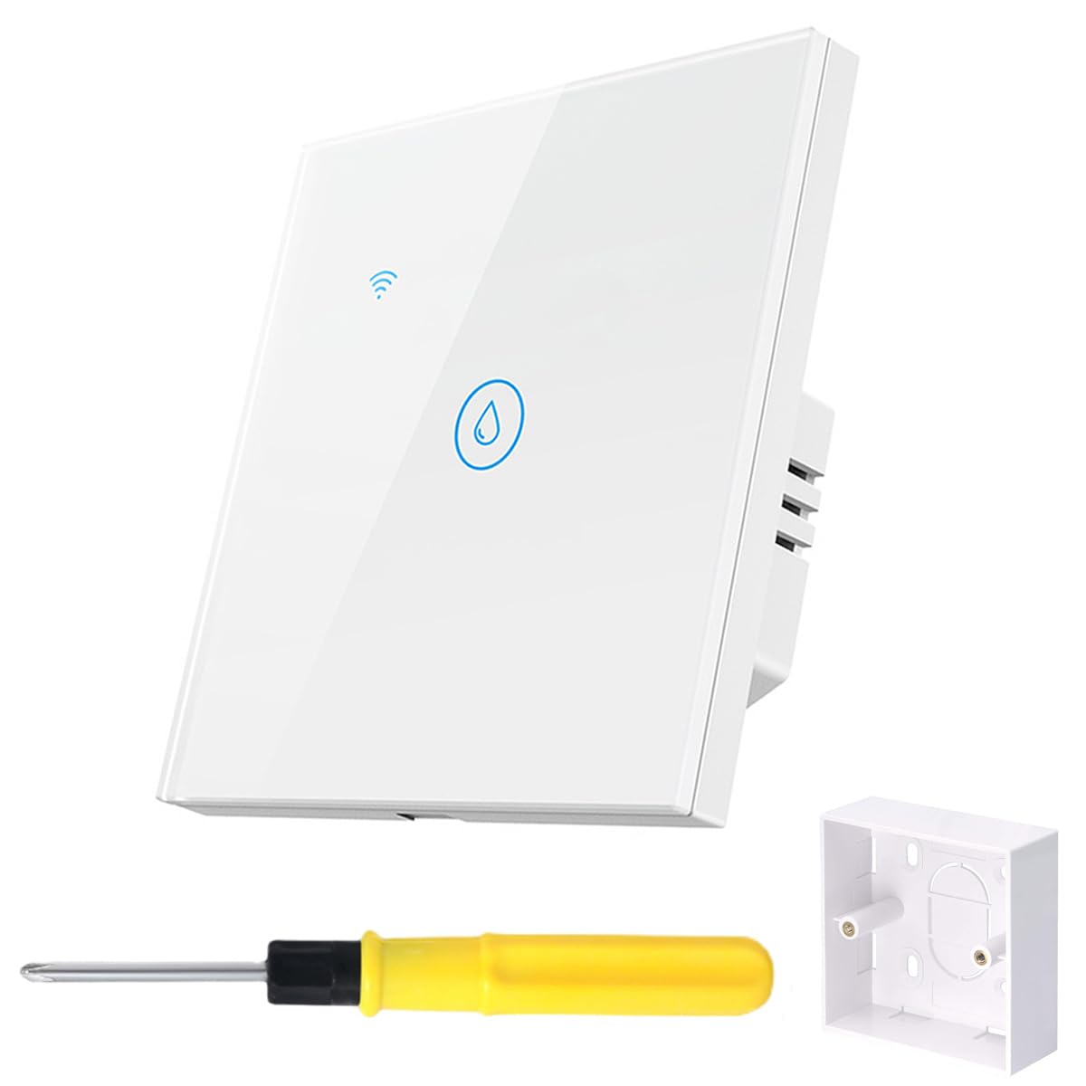 Acmerota Smart Immersion Heater Timer Switch,Smart Water Heater Timer Switch 20A 4000W,Works with Google Home Alexa and Smart Life APP Tuya, White, 20A, 4000W (45mm deep box)