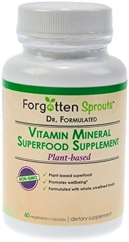Vitamin Mineral Superfood Supplement - Plant-Based - Non-GMO - Whole, Unrefined Foods with Iodine, Kelp, Vitamin C, and Botanicals - 60 Vegetarian Capsules - by Forgotten Sprouts