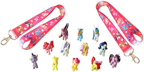 Fast Ship 2pcs Top Valu My Little Pony Lanyard + Top Valu 12pcs My Little Miss Pony Colorful PVC Cupcake Cake Topper