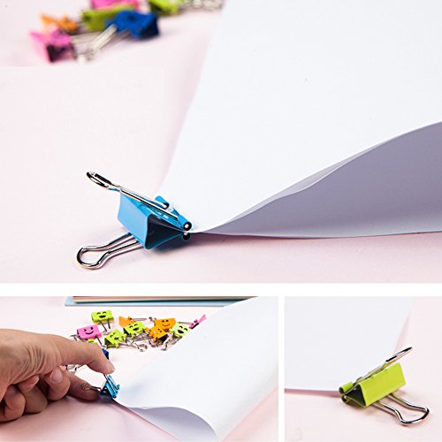 Lovely Smile Face Binder Clips, Paper Clips, Clamps, Assorted Colors (19mm,40 pcs/Tub)