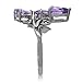Silvershake 2.33ct. 3 Stone Natural Amethyst 925 Sterling Silver Bypass Leaf Ring