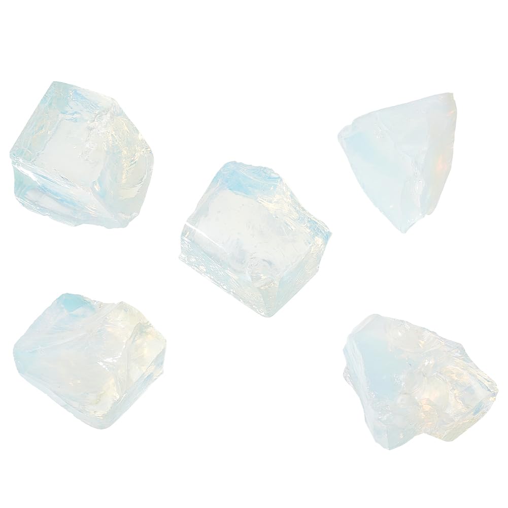 OLYCRAFT 200g 5Pcs Ethiopian Opal Gemstone No Hole Opalite Beads Rough Irregular Ethiopian Opal Stone Organic Crystals Gemstone Natural Ethiopian Opal Stone for DIY Jewelry Making