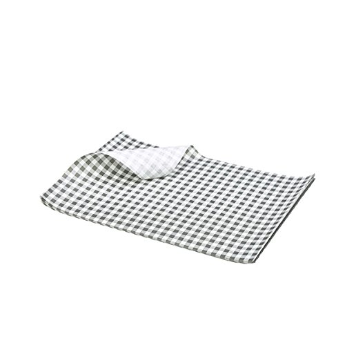 Genware NEV-PN1487GBK Grease Proof Paper Sheet, Gingham Print, 25 cm x 20 cm, Black, 9.84 x 7.87 inches