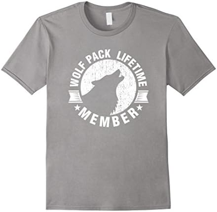 Mens Lifetime Wolf Pack Member Distressed Howling T-shirt Large Slate