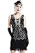 BABEYOND Women's Flapper Dresses 1920s V Neck Beaded Fringed Great Gatsby Dress Black