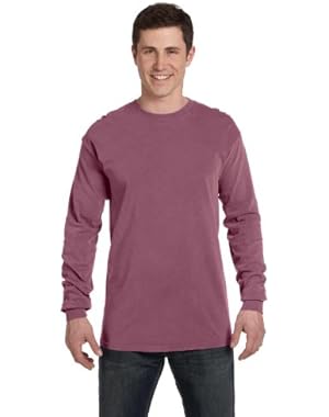 Ringspun Garment-Dyed Long-Sleeve T-Shirt (C6014)- BERRY, M
