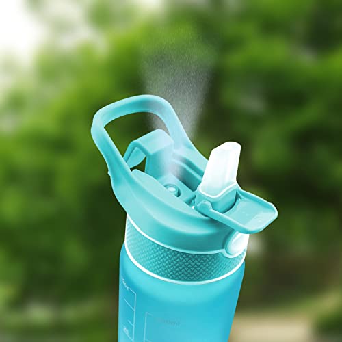 CC-100 Sports Water Bottle,Spray Cooling Bottle,Straw - Spray Two-in-One , to Quench Thirst, Cool Down Quickly, For Fitness,Travel,Running (blue), 11.4*2.7in