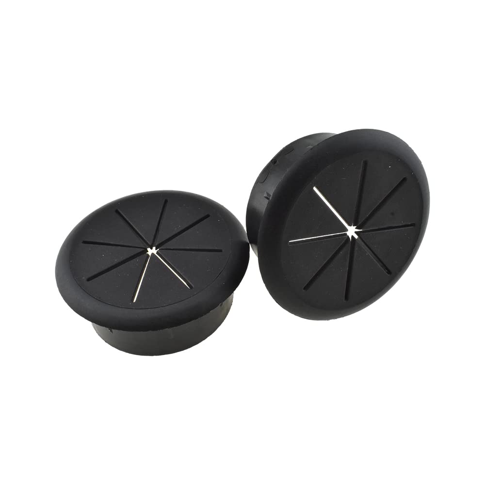 Photo 1 of HAHIYO 2Pcs 2Inch/50mm Black ABS Plastic Eight-petaled Desk Grommet Wire Grommet Cable Management Cord Hole Cover Desk Wire Hole Insert Wire Organizer for Computer Office Home School Equipment Systems