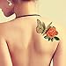 TAFLY（TM） 5 Sheets Waterproof 3d Blue Butterfly Rose Flower Sticker Tattoo Foil Decal Fashion Body Art Fake Tattoo