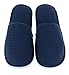 LUXEHOME Disposable Slippers, Closed Toe Comfort Waffle Guest Spa Slippers, 2 Size Slippers Fit Most Women and Men, Navy Blue and White, 5 Pairs