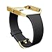 GHIJKL Compatible Fitbit Blaze Slim Bands with Frame, TPU Replacement Sport Strap with Gold Frame for Fitbit Blaze Smart Fitness Watch, Large Small, Black