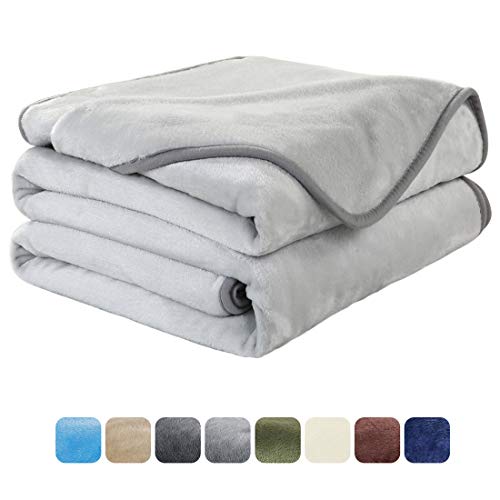 EASELAND Soft King Size Blanket All Season Warm Fuzzy Microplush Lightweight Thermal Fleece Blankets for Couch Bed Sofa,90x108 Inches,Silver Gray