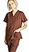 Dagacci Medical Uniform Womens and Mens Scrub Set Unisex Medical Scrub Shirt Top and Pant, Brown, Medium, Short Sleeve
