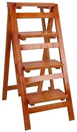 Step stool Solid Wood Stepladder, Multi-Functional Convertible Folding Library Ladder Chair 4, Creative Transforming Ladder Stool Kitchen Office Natural Bamboo Dual-use Staircase Chair